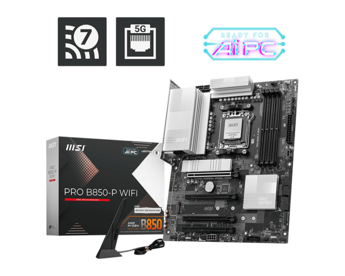 Материнская плата MSI PRO B850-P WIFI AM5 4xDDR5 4xSATA3 RAID 3xM.2 1xHDMI 2xType-C ATX