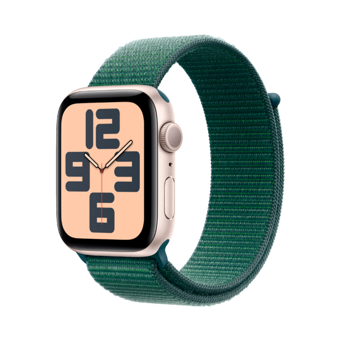 Apple Watch SE 2024 GPS 40mm Starlight Aluminium Case with Lake Green Sport Loop,Model A2722