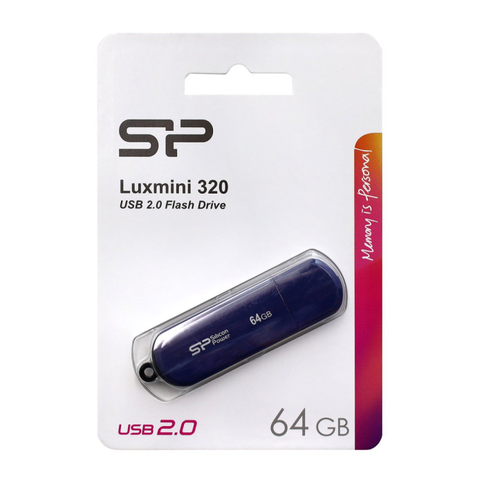 USB flash  64GB Silicon Power, LuxMini 320, SP064GBUF2320V1B, USB 2.0, blue
