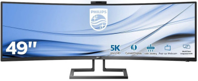 Монитор 48,8" PHILIPS 499P9H/00 VA 5120x1440 5мс 450кд/м2 3000:1 1xDP 2xHDMI 1xUSB-C 4xUSB3.0 Web