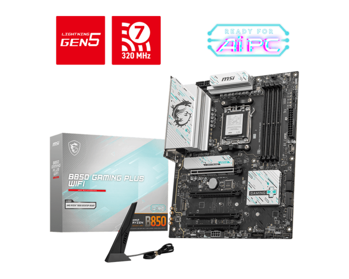 Материнская плата MSI B850 GAMING PLUS WIFI AM5 4xDDR5 4xSATA3 RAID 3xM.2 DP 2xType-C ATX