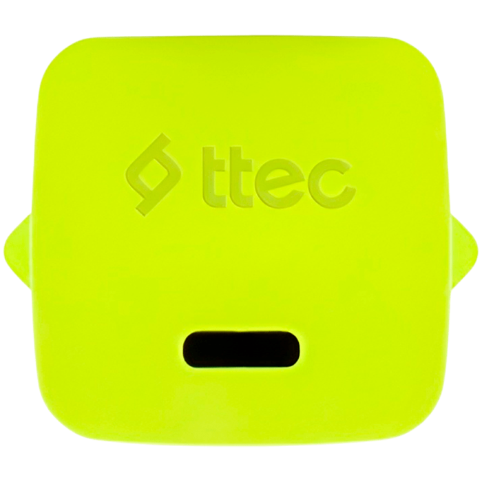 ttec SmartCharger GAN 20W PD Travel Fast Charger + USB-C - Lightning Cable 120cm, Neon Yellow