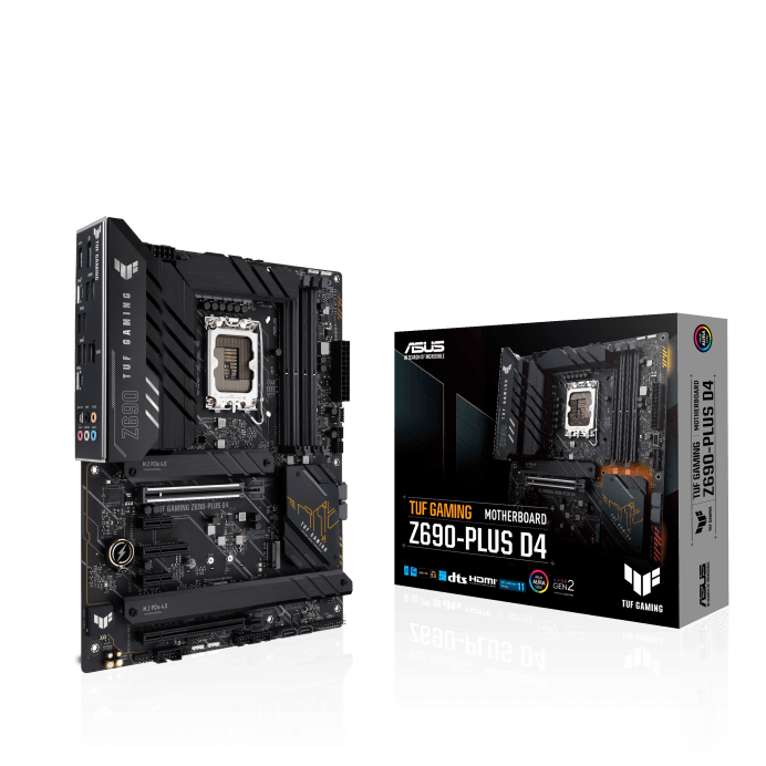 Сист. плата ASUS TUF GAMING Z690-PLUS D4, Z690, 1700, 4xDIMM DDR4, 2xPCI-E x16, 2xPCI-E x1, PCI-Ex4, M.2, SATA,HDMI