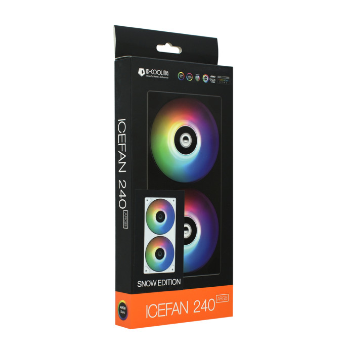 Fan for case, 12cm, ID-Cooling, ICEFAN 240 ARGB SNOW, 900-2000rpm, 56.5CFM, 31.5dBA