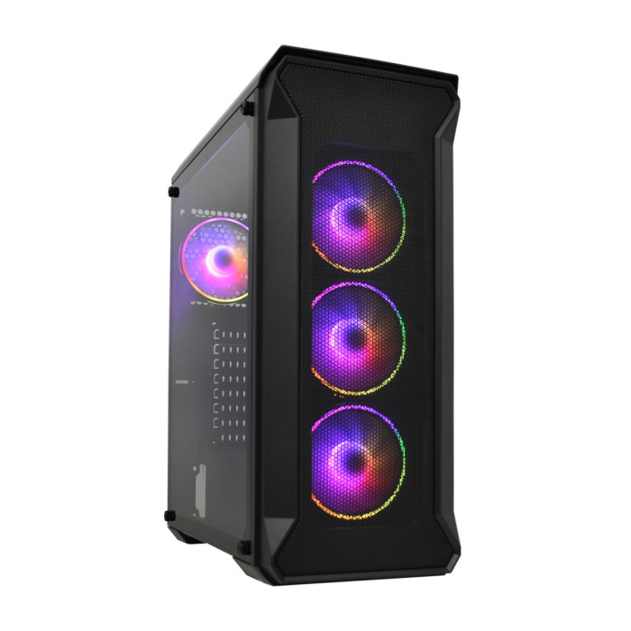 Case ATX midi tower APEX, Tank3, 4*120mm ARGB fans + ARGB fan hub + remote control (без БП), TG