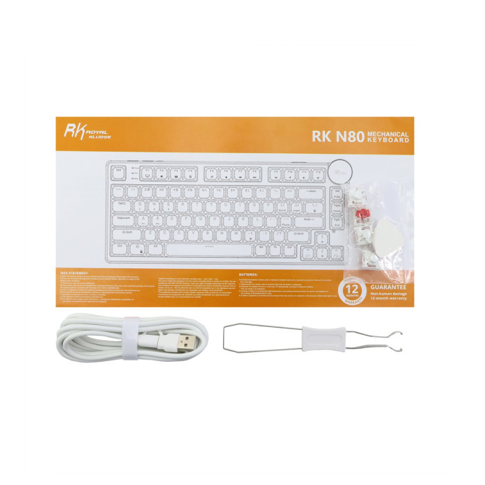KeyBoard  USB, Royal Kludge RK N80, mechanical, Red switch, 80 keys, 2,4/BT/cable, LCD, Rosy Clouds