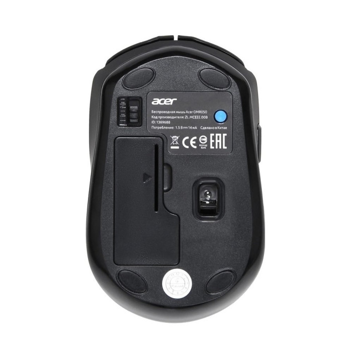 Mouse Acer OMR050, Wireless, BT/2,4GHz, Optical 800-1600 dpi, 1AAA, USB, black