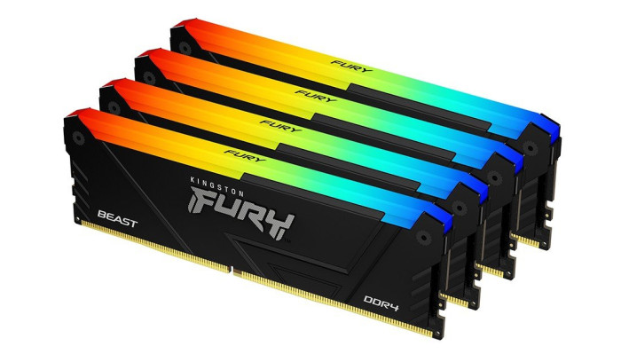 Оперативная память 64GB Kit (4x16Gb) DDR4 3200MHz Kingston FURY Beast RGB CL16 KF432C16BB12AK4/64