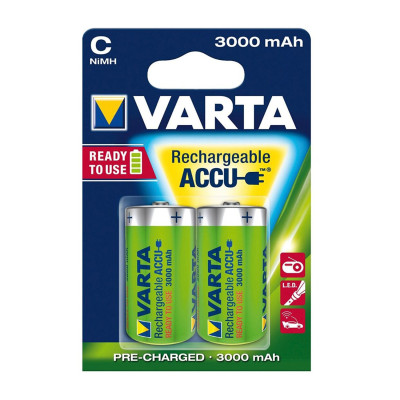 Аккумуляторы Varta C (HR14), Power Accu NiMH (R2U), 3000mAh/1.2V, комплект - 2 штуки [56714-2]