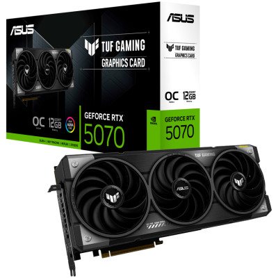 ASUS Video Card NVIDIA GeForce RTX 5070 OC mode: 2640MHz Default mode: 2610MHz  Yes x 3 (Native DisplayPort 2.1b) Yes x 2 (Native HDMI 2.1b) HDCP Support Yes (2.3) 12GB GDDR7 192-bit 7680 x 4320 P/N 90YV0LZ0-M0NA00