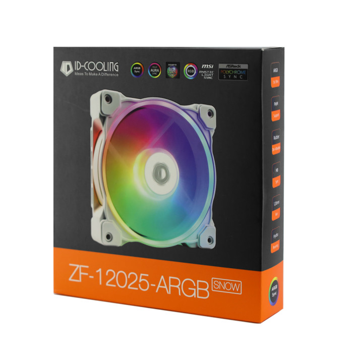 Fan for case, 12cm, ID-Cooling, ZF-12025-ARGB SNOW, 900-2000rpm, 55.2CFM, 16.3-33.5dBA
