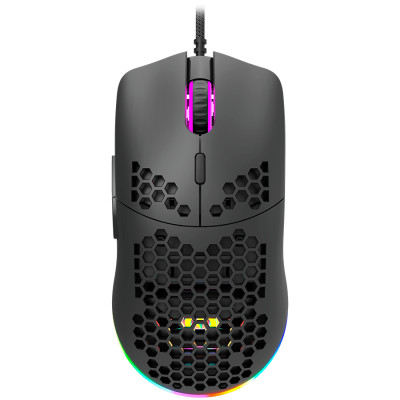 CANYON Puncher GM-11, Gaming Mouse with 7 programmable buttons, Pixart 3519 optical sensor, 4 levels of DPI and up to 4200, 5 million times key life, 1.65m Ultraweave cable, UPE feet and colorful RGB lights, Black, size:128.5x67x37.5mm, 105g