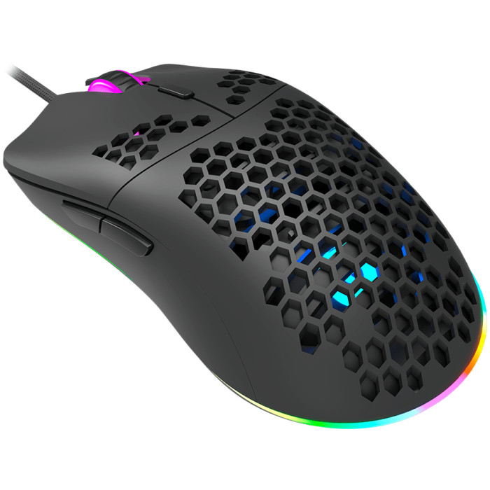 CANYON Puncher GM-11, Gaming Mouse with 7 programmable buttons, Pixart 3519 optical sensor, 4 levels of DPI and up to 4200, 5 million times key life, 1.65m Ultraweave cable, UPE feet and colorful RGB lights, Black, size:128.5x67x37.5mm, 105g