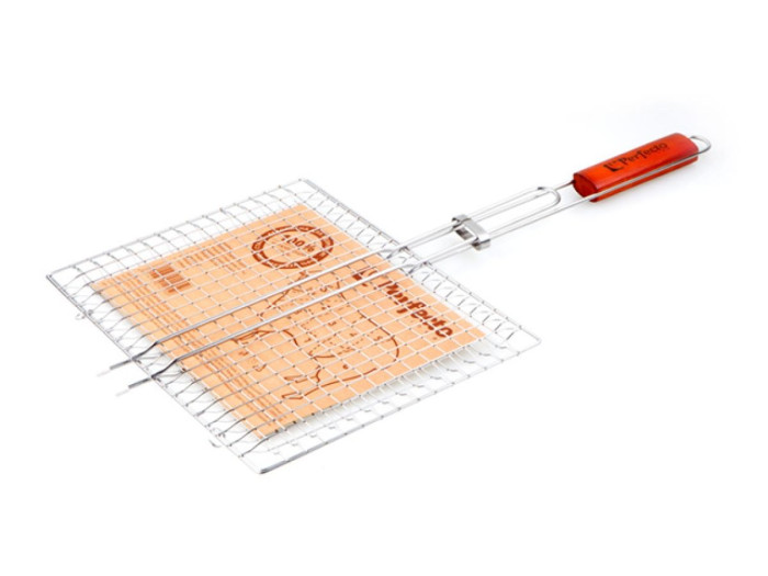 Решетка-гриль, 340x260 мм,  нержавеющая сталь, деревянная ручка, PERFECTO LINEA