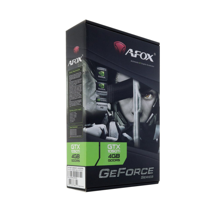 GPU NVIDIA, 4 GB, Afox GTX 1050Ti [AF1050TI-4096D5H7-V9], DP/DVI/HDMI, GDDR5/128bit