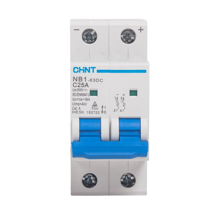 Автоматический выключатель NB1-63DC 2P 25A DC500B 6kA