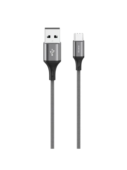 Кабель Olmio BASIC, USB 2.0 - Type-C, 1.2м, 2.1A, тканевая оплетка, белый