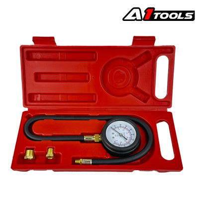 Тестер давления масла (манометр 0-100 psi (0-700 kPa); адаптеры 1/8&quot;, 1/4&quot;, 3/8&quot;; шланг резиновый 5. A1-0021 Tu-Auto
