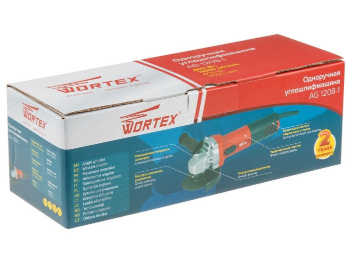 Одноручная углошлифмашина WORTEX AG 1208-1 в кор. 800 Вт, 125 мм, 11000 об/мин