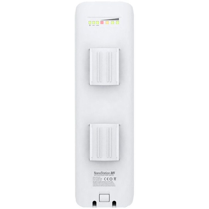 Ubiquiti NanoStation NSM5, 5 GHz, 150+ Mbps, range 15+ km, 16.1 dBi, Pole Mounting kit included, Power method - Passive Power over Ethernet,airMAX,EU