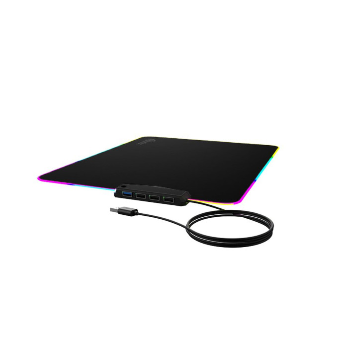 Pad for mouse Ritmix MPD-440, 400x300x3mm, 4 port USB hub, RGB, mUSB power, black
