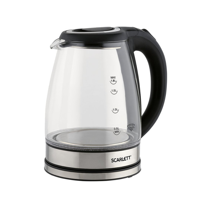 Чайник электрический, Scarlett, SC-EK27G88, Мощность 1800 Вт, Объем 1.8 л, Материал корпуса: Стекло, Индикатор уровня воды, Внутренняя подсветка