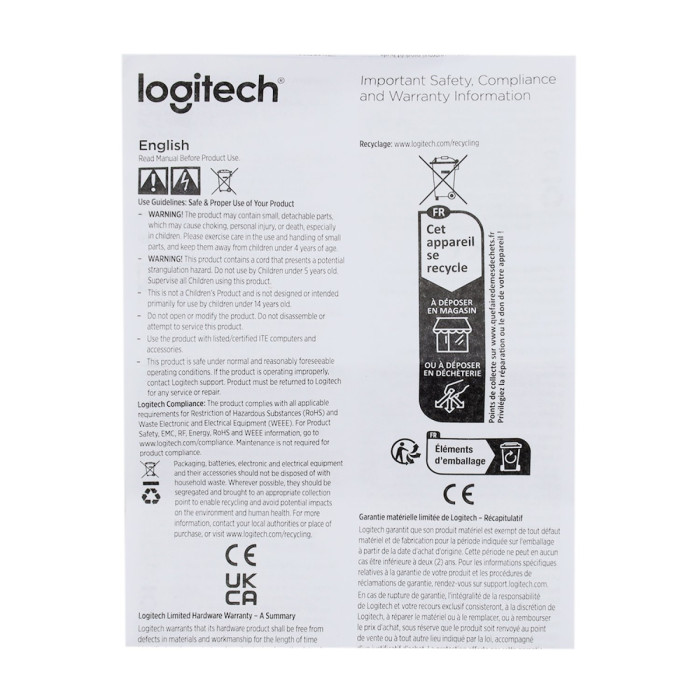 WebCamera Logitech Webcam Brio 100, FullHD ,  mic, USB2.0, [960-001617] , White