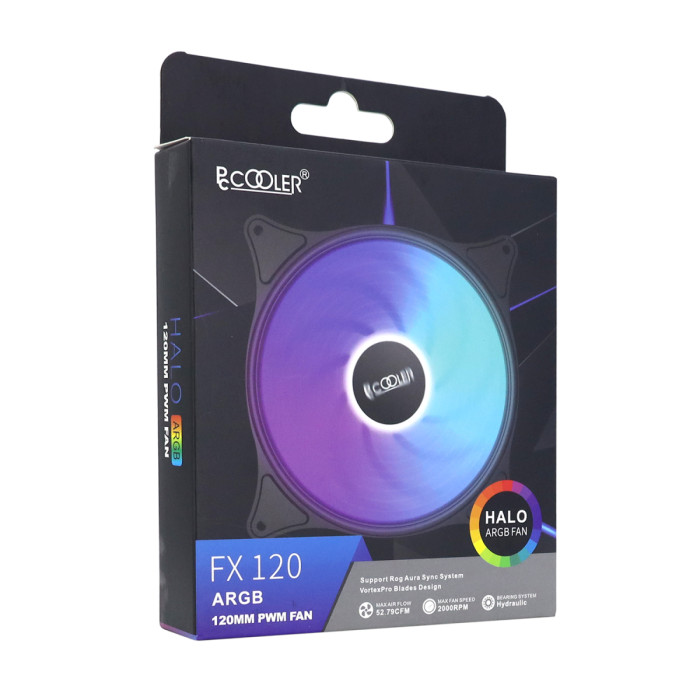 Fan for case, 12cm, PCCooler FX120 ARGB, 1000-2000rpm, 52.79CFM, 4pin