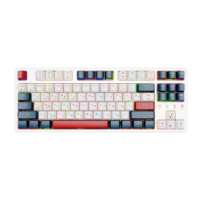 KeyBoard USB, Acer OKR302, 87 buttons, Outemu Red, rus/lat, White/Blue