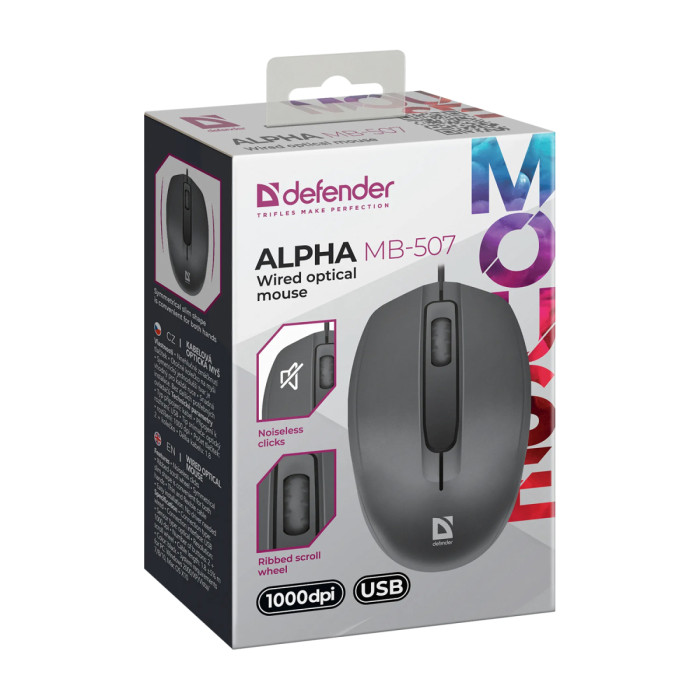 Mouse Defender Alpha MB-507, USB, black (52507)