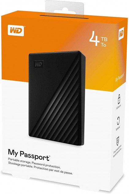 Внешний HDD Western Digital  4Tb My Passport 2.5" USB 3.1 Цвет: Черный WDBPKJ0040BBK-WESN
