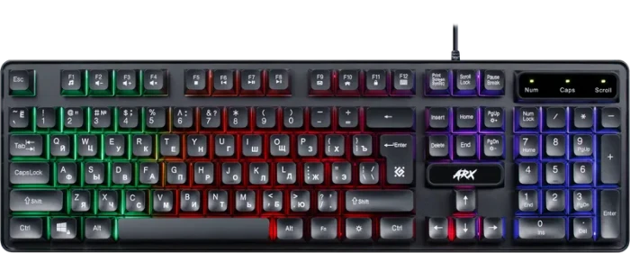 Клавиатура проводная игровая Defender Arx GK-196L, ENG/RUS, USB, радужная подсветка, НОВИНКА!