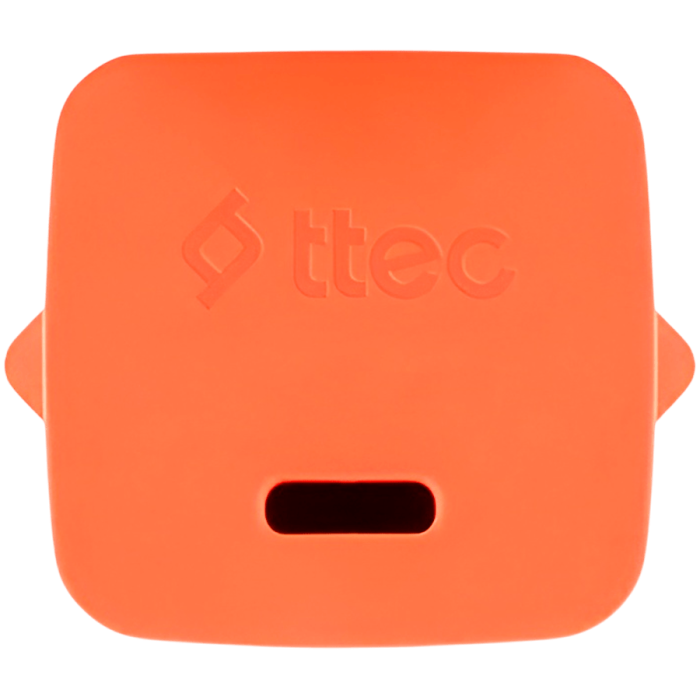 ttec SmartCharger GAN 20W PD Travel Fast Charger + USB-C - USB-C 3A Cable 120cm, Neon Orange