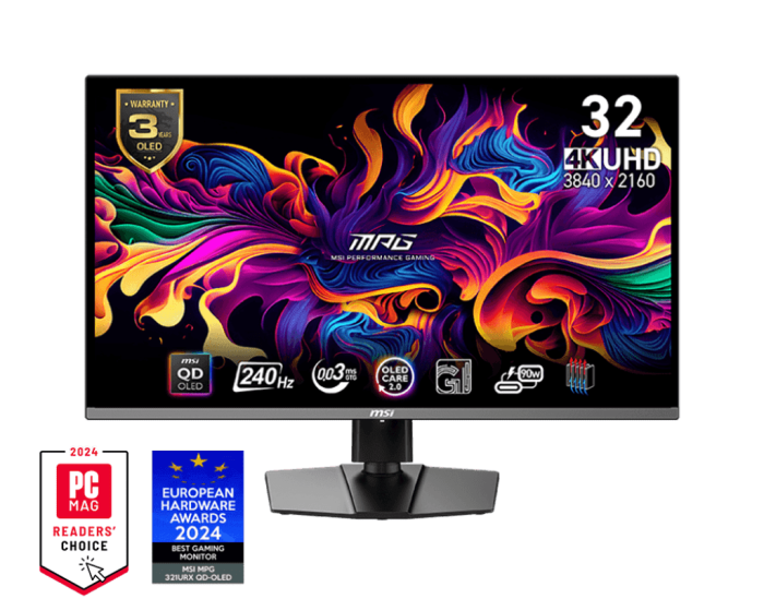 Монитор 31.5" MSI MPG 321URX QD-OLED 3840x2160 240Hz 0.03ms 250cd/m 1.5млн:1 2xHDMI 1xDP 4xUSB