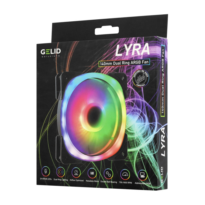 Fan for case,  12cm, GELID LYRA ARGB FAN, FN-LYRA-01, 750-1600rpm, 35dBA, 4pin, 70 CFM