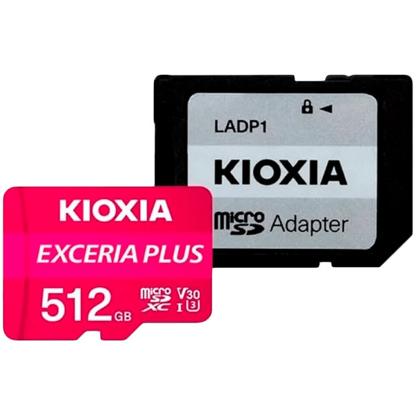 KIOXIA LMPL1M512GG2; 512GB microSD KIOXIA Exceria Plus (M303) UHS I U3 with adapter