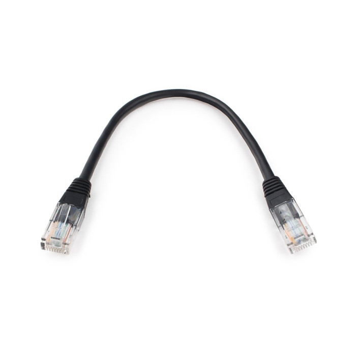 Cable  Patch cord  UTP 5e-Cat  0.25 m Cablexpert PP12-0.25M/BK, черный