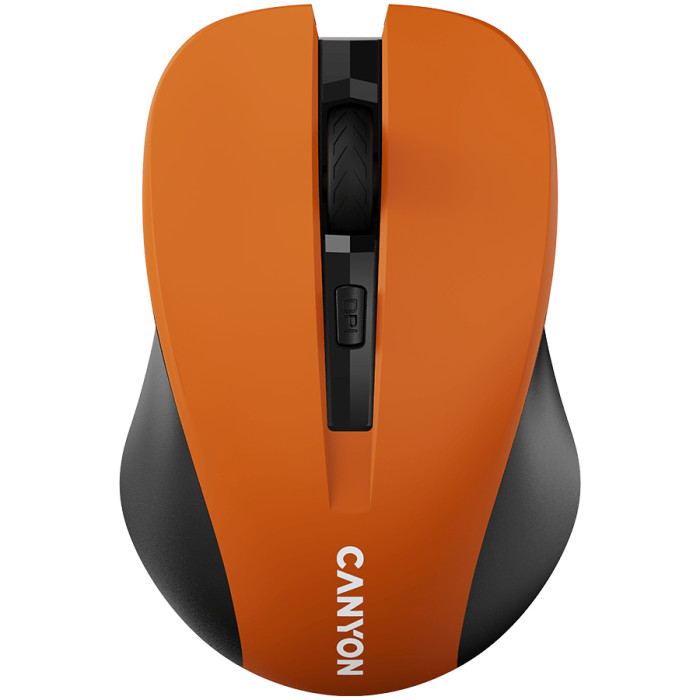 CNE-CMSW1O CANYON мышь, цвет - оранжевый, беспроводная 2.4 Гц, DPI 800/1000/1200 DPI, 3 кнопки и колесо прокрутки, прорезиненное покрытие