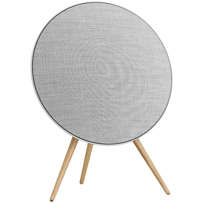 Beosound A9 5th Gen Speaker Natural Alu (Back Grey Mist/Cover Kvadrat Light Grey/Legs Oak)