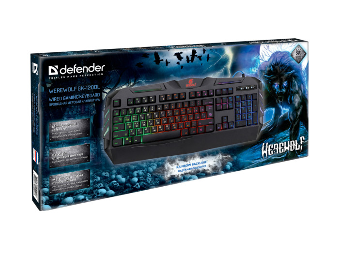 KeyBoard  USB, Defender Werewolf GK-120DL, black, (45120)