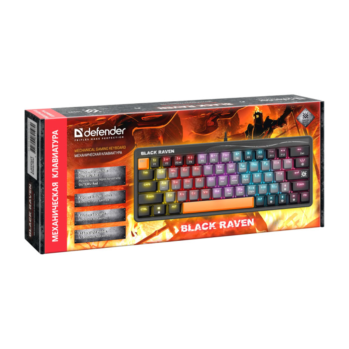 KeyBoard  USB, Defender Black Raven GK-417 RU, Silver, (45413)