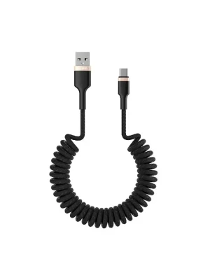 Кабель Olmio SPRING, USB 2.0 - USB Type-C, 1.5м, 3A, черный