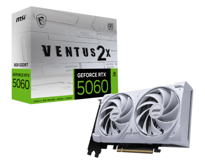 Видеокарта MSI GeForce RTX 5060 8G VENTUS 2X WHITE, 8G GDDR7 128bit 1xHDMI 3xDP G5060-8V2W