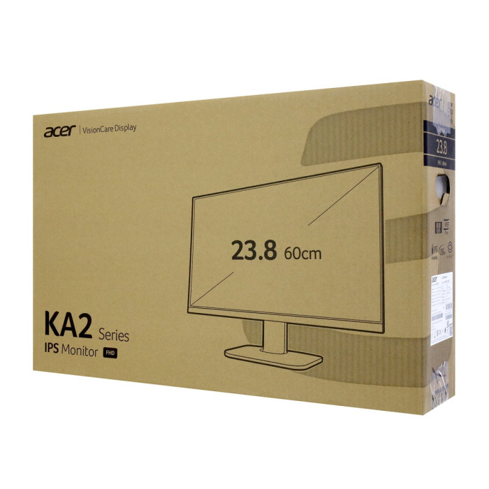 LCD 23.8" Acer KA242YEbi, 1920x1080 IPS (LED), 4ms, 250 cd/m2, 1000:1, HDMI/VGA