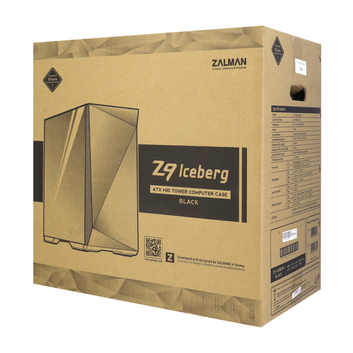 Case ATX midi tower Zalman Z9 Iceberg, (без БП), black