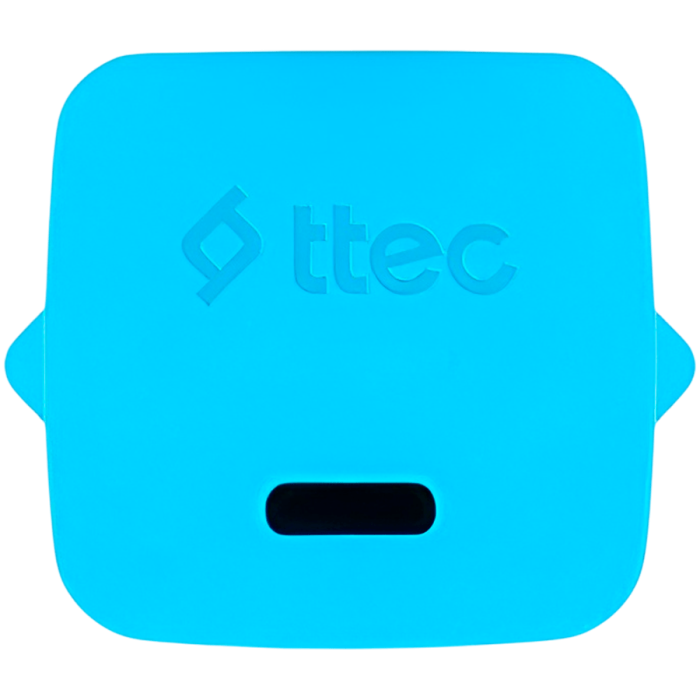 ttec SmartCharger GAN 20W PD Travel Fast Charger + USB-C - USB-C 3A Cable 120cm, Neon Blue