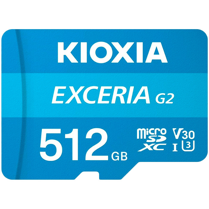 KIOXIA LMEX2L512GG2; 512GB microSD KIOXIA Exceria (gen 2) UHS I U3 V30 with adapter