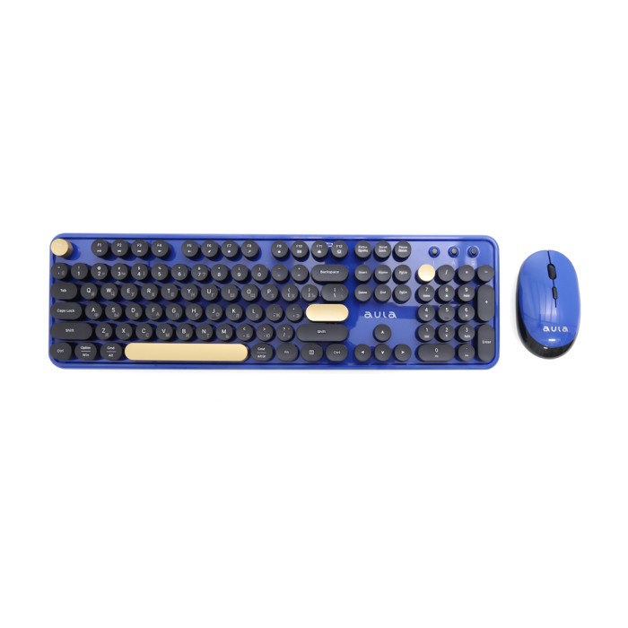 KeyBoard + mouse Wireless, Aula AC306 Djona, 2AA, royal blue-black