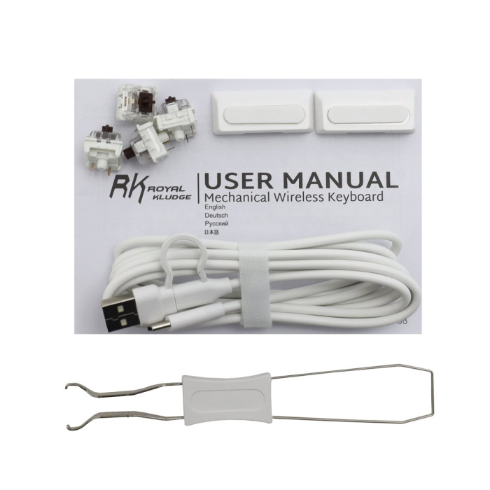 KeyBoard  USB, Royal Kludge RK84, mechanical, Brown  switch, 84 keys, 2,4/BT/cable, White