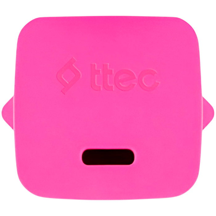 ttec SmartCharger GAN 20W PD Travel Fast Charger + USB-C - USB-C 3A Cable 120cm, Neon Pink